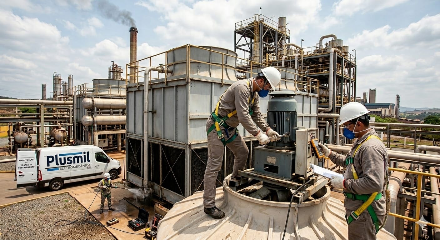 Equipe Plusmil em Manutenção de Torres de Resfriamento